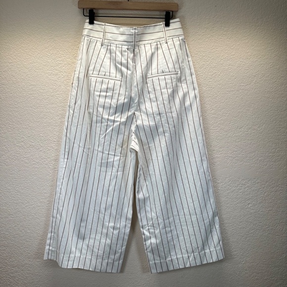 Tibi Bianca Crop Pant Ivory Multi Womens Size 6 High Waist Wide Leg Preppy - Picture 15 of 16